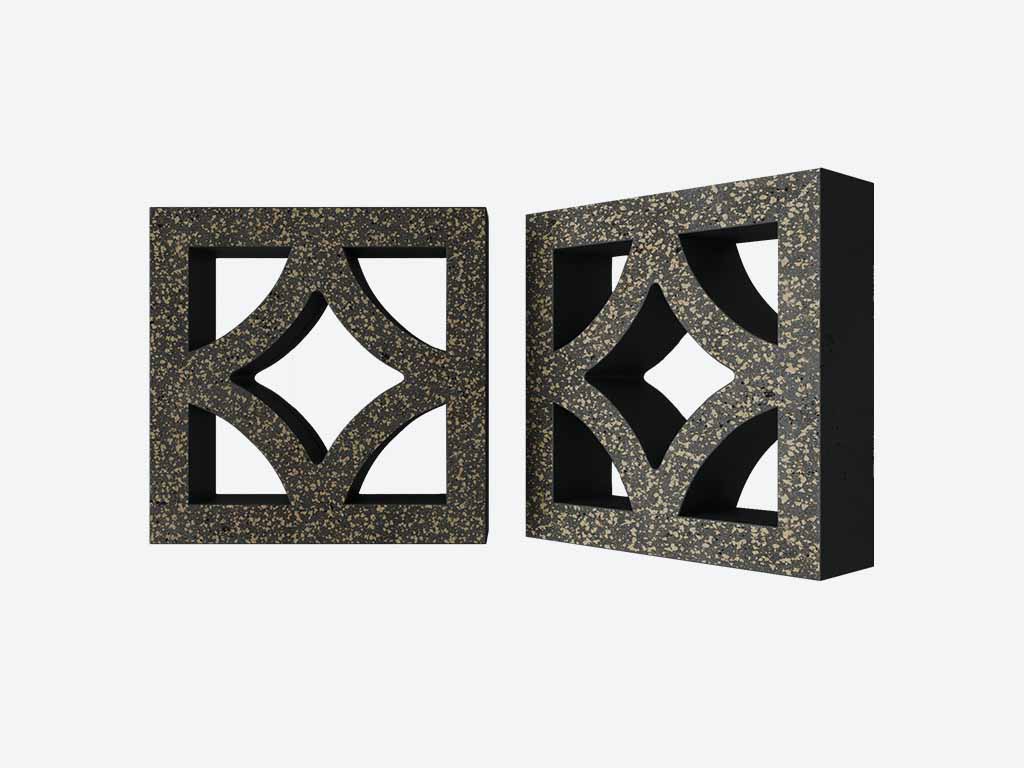 Декоративный бриз-блок Mesterra Кобого / Cobogo 0301, черный LUX, 250*250 мм