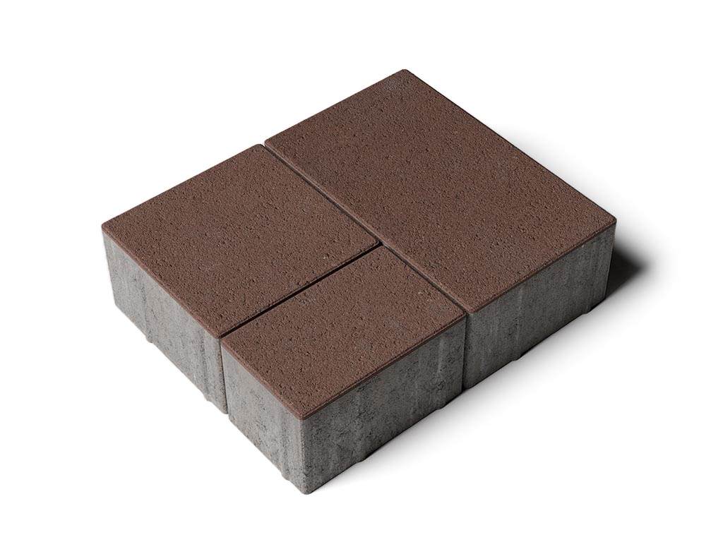 Плитка тротуарная Старый город Б.1.Фсм.8 стандарт гладкий коричневый, комплект 3 шт, толщина 80 мм