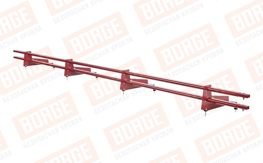 Снегозадержатель трубчатый Borge для металлочерепицы с высокой ступенькой 350 мм оцинкованный RAL 3003, 3 м