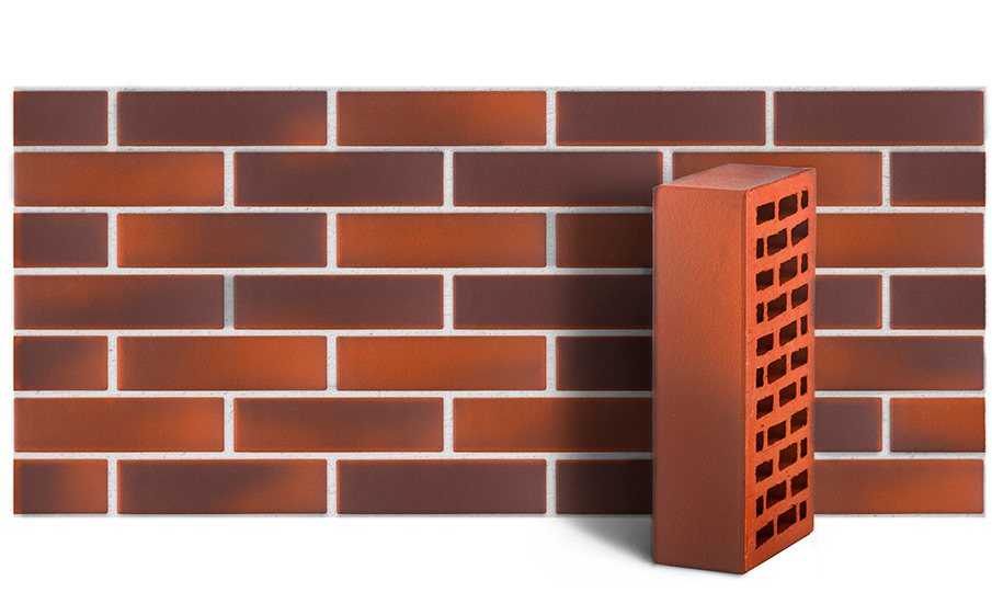 Кирпич облицовочный ЛСР красный флэшинг гладкий М175, 250*120*65 мм