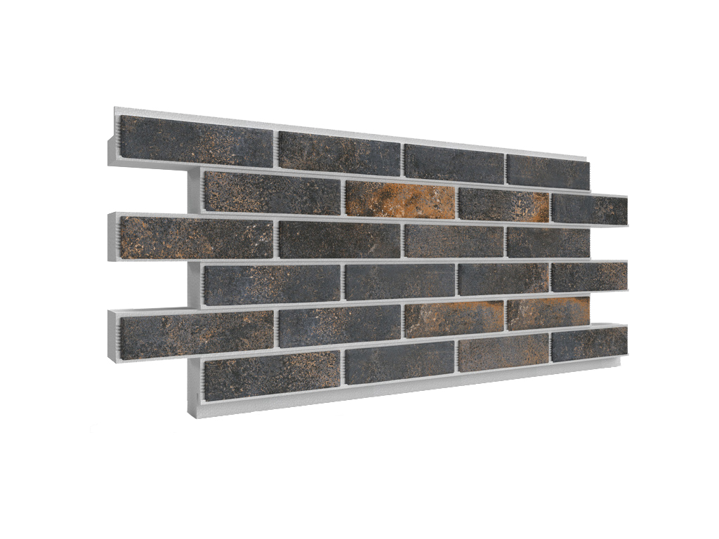 Термопанель ППС с клинкерной плиткой толщиной 12 мм BestPoint Exclusive Metal Dark 1145*470*60 мм