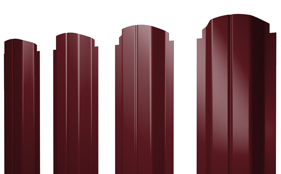 Штакетник П-образный А фигурный 0,45 PE Double RAL 3005 красное вино