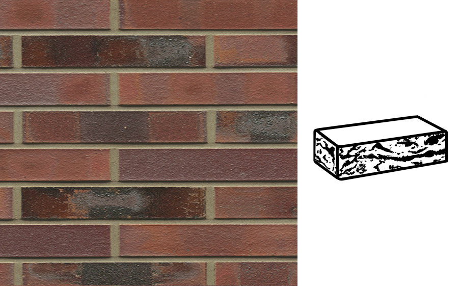 Кирпич клинкерный Muhr 04KS Rotbraun-bunt Kohle Spezial готик, 240*90*40 мм