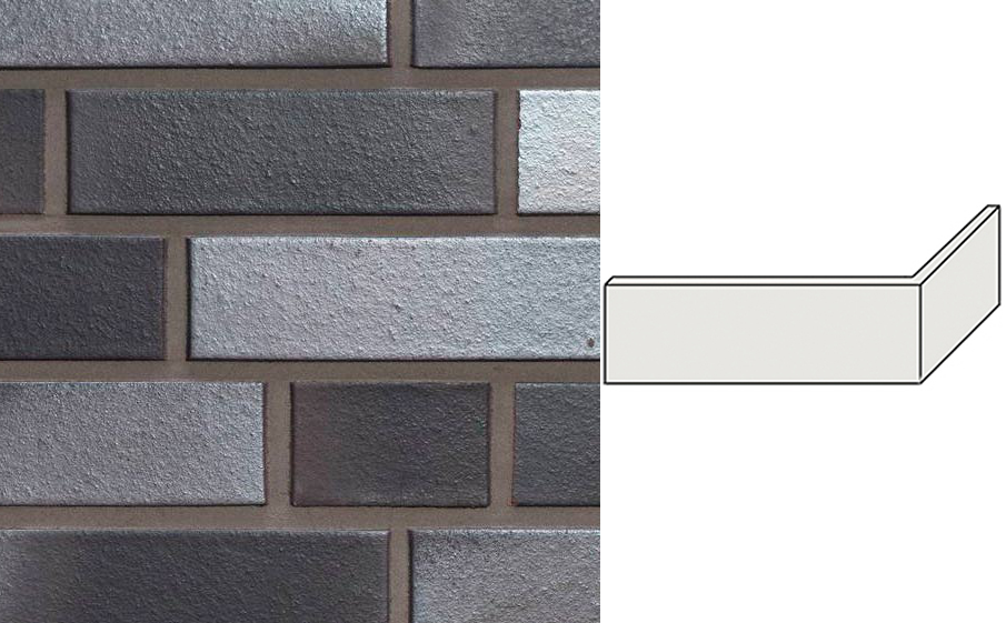 Клинкерная плитка угловая ручной формовки Feldhaus Klinker NF 14 W518 geo platinum liso 240*71*115*14 мм