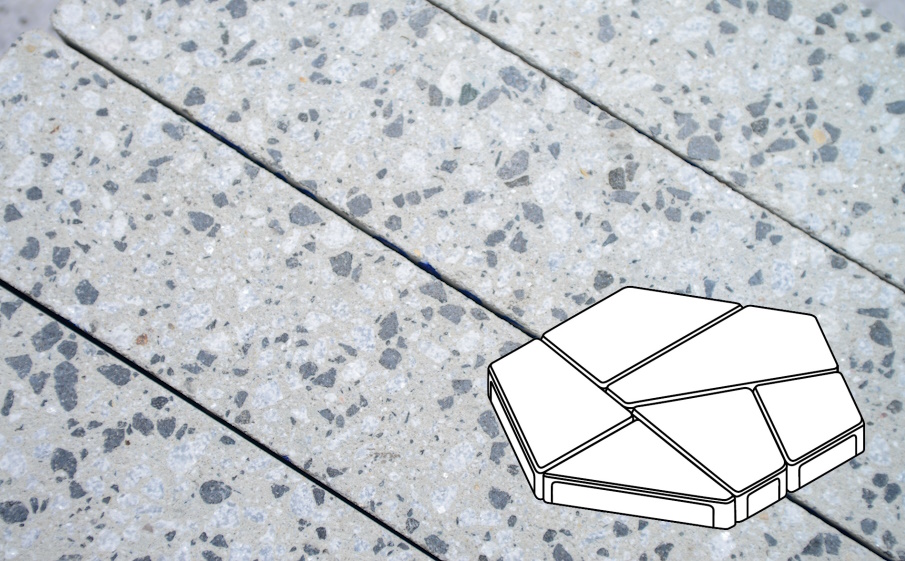 Плитка тротуарная Готика, City Granite FINERRO, Полигональ Б.8.Фсм.8, Грис Парга, 893*780*80 мм