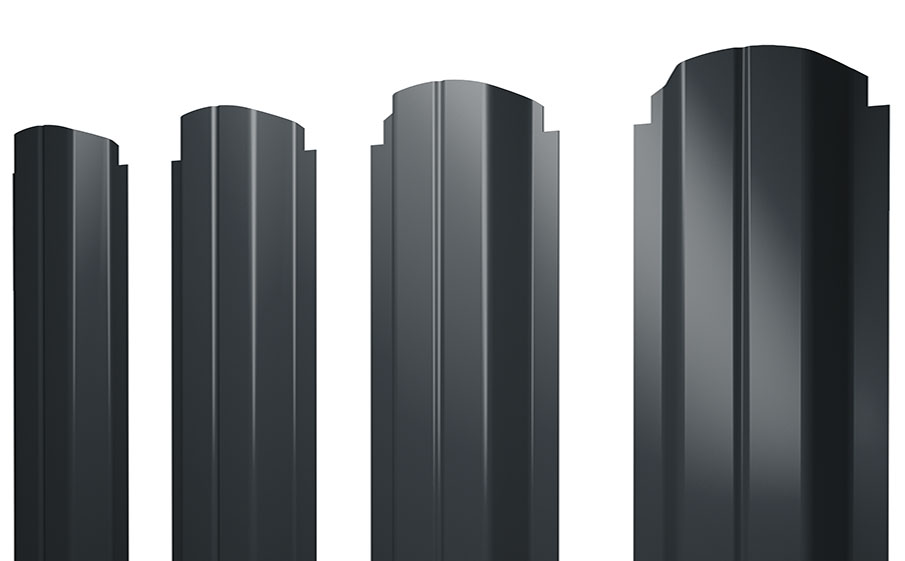 Штакетник П-образный A фигурный 0,5 Drap TX RAL 7016 антрацитово-серый