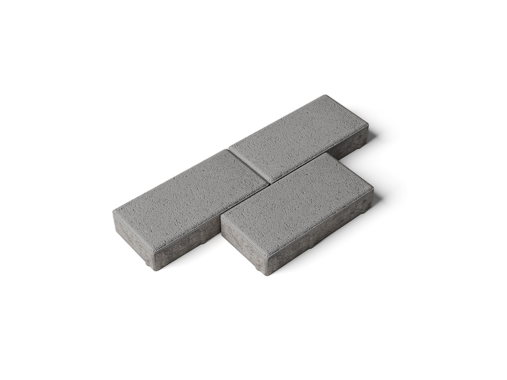 Плитка тротуарная Прямоугольник А.2.П.4 стандарт гладкий серый, 200*100*40 мм 