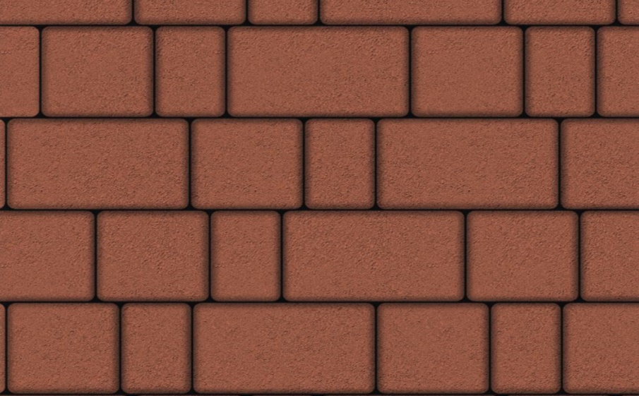 Плитка тротуарная Старый город Б.1.Фсм.8 стандарт гладкий красный, комплект 3 шт, толщина 80 мм