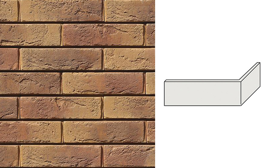 Угловой декоративный кирпич для навесных вентилируемых фасадов левый White Hills Бремен брик цвет F300-65