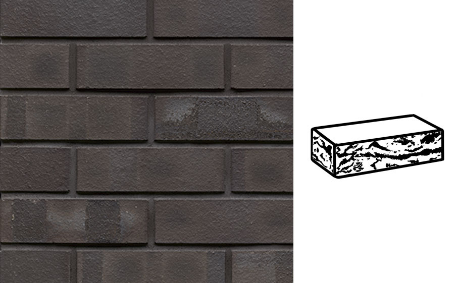 Кирпич клинкерный Muhr 05 KS Eisenschmelz Schwarzbraun Kohle Spezial готик, 240*55*71 мм