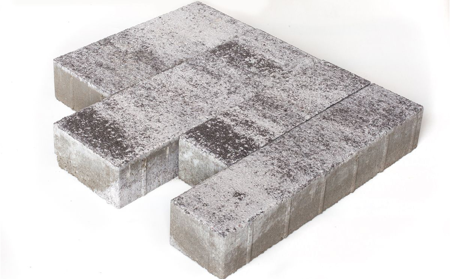 Плитка тротуарная Паркет Б.9.Псм.8 листопад гранит антрацит, комплект 4 шт, толщина 80 мм