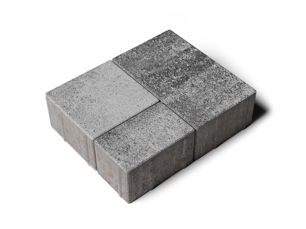 Плитка тротуарная Старый город Б.1.Фсм.8 листопад гладкий антрацит, комплект 3 шт, толщина 80 мм