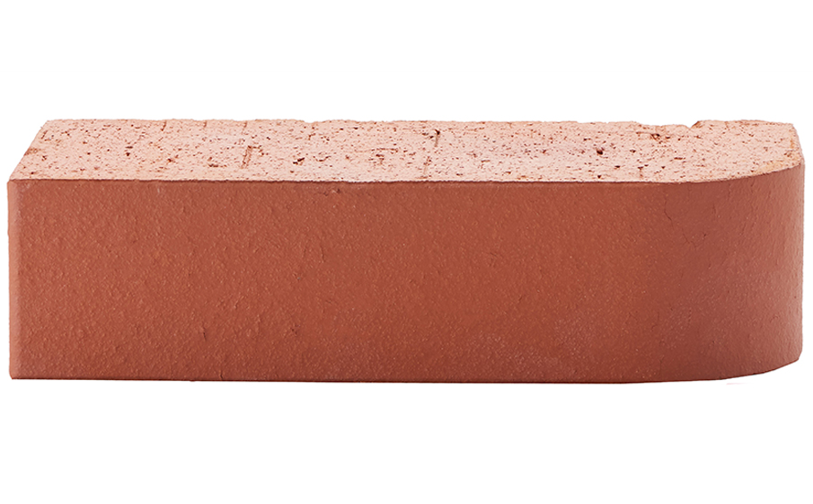 Кирпич облицовочный полнотелый ЛСР, красный, гладкий, R-60 радиусный, 250*120*65 мм