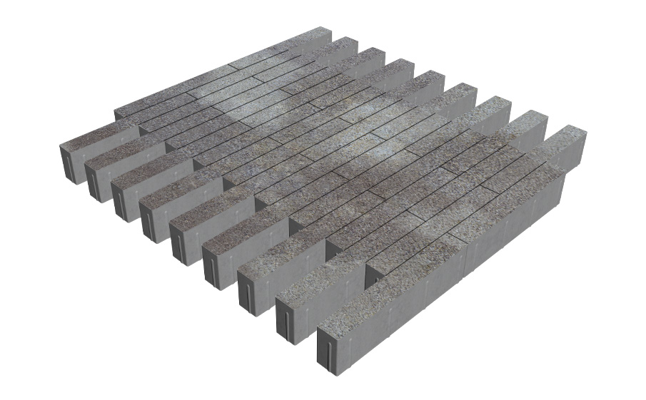 Плитка тротуарная SteinRus Кроссбар Хэви Б.13(Б).П.10, Backwash, Валдай, 420*60*100 мм