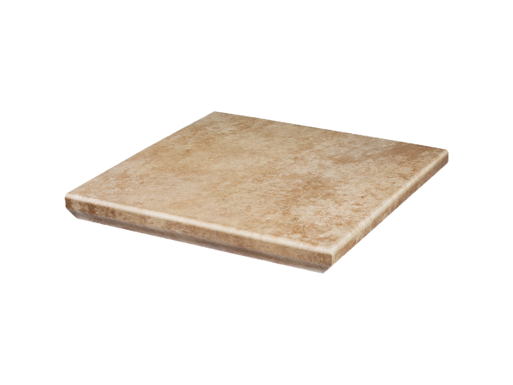 Клинкерная угловая ступень с капиносом Paradyz Ilario, Beige, 330*330*11 мм