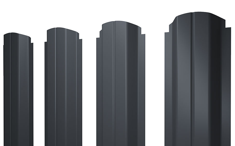 Штакетник П-образный А фигурный 0,45 Drap RAL 7024 мокрый асфальт