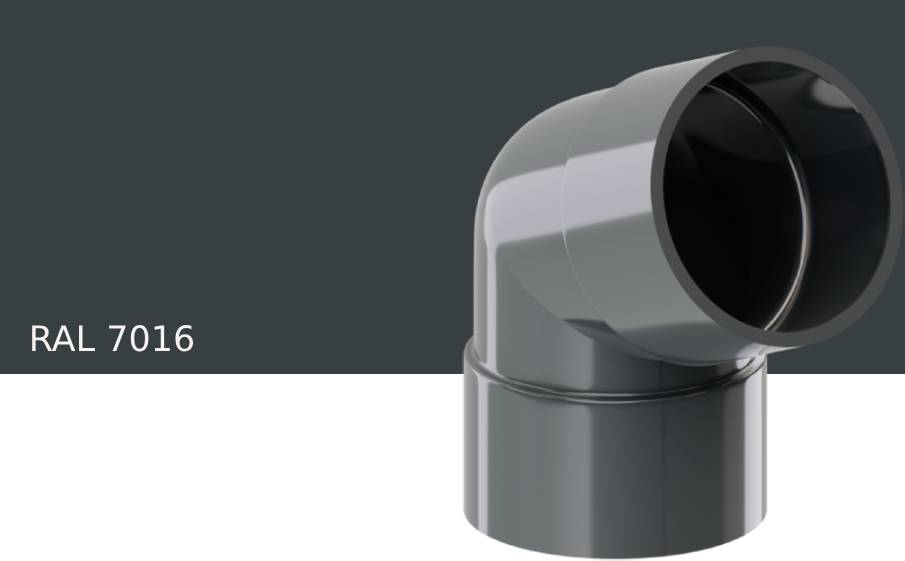 Колено 67 градусов KROP PVC для системы D 130/90 мм, RAL 7016