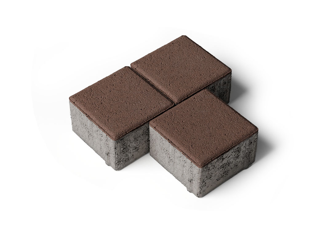Плитка тротуарная Квадрат Б.3.К.6 стандарт гладкий коричневый, 100*100*60 мм 