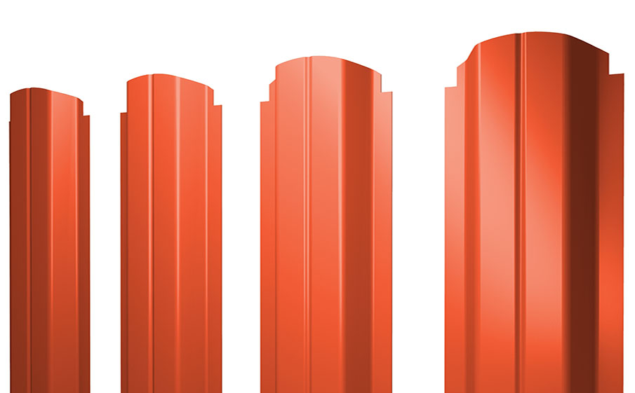 Штакетник П-образный А фигурный 0,45 PE RAL 2004 оранжевый