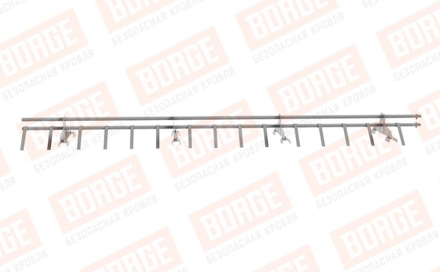 Снегозадержатель трубчатый Borge для профнастила H-60, H-75 оцинкованный RAL 7004, 3 м