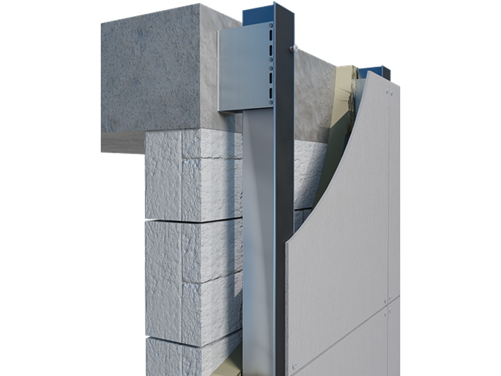 Подсистема НФС KAFT для фиброцементных панелей, крепление видимым способом