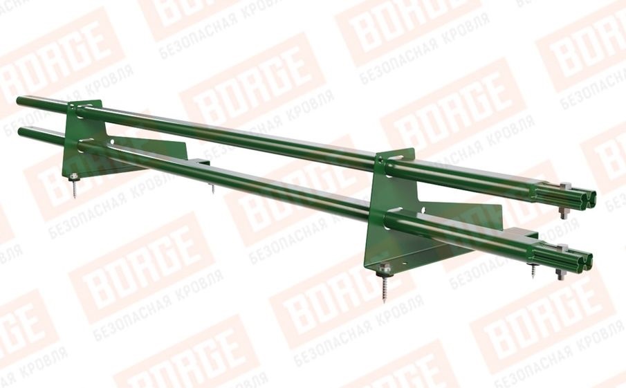 Снегозадержатель трубчатый Borge для металлочерепицы с высокой ступенькой 350 мм оцинкованный RAL 6002, 1,5 м