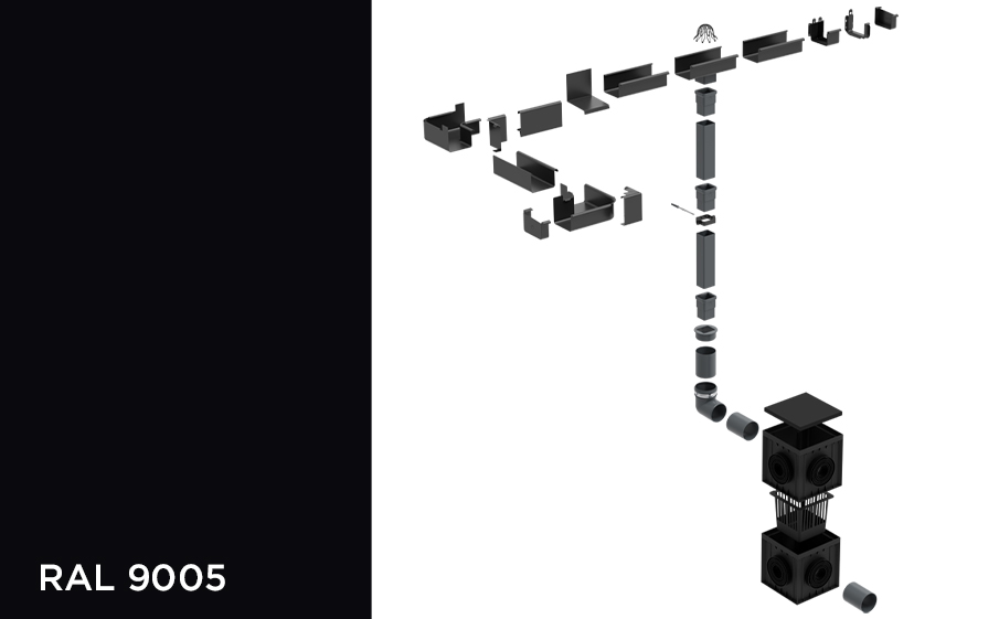 Скрытая водосточная система Galeco HIDDEN RAL 9005