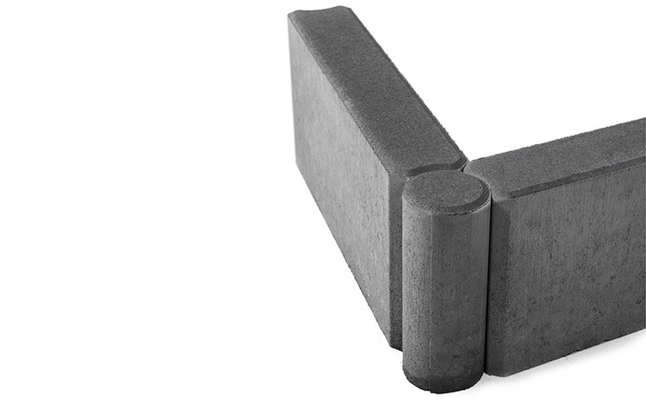 Тротуарный бордюр с шарнирным стыком BRAER БРШ 500.200.78, серый, 500*78*200 мм