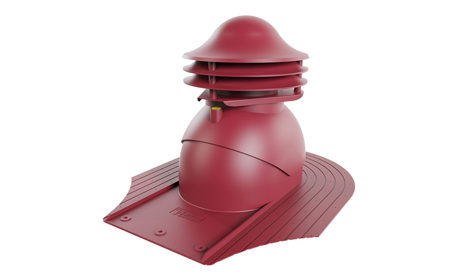 Выход вентиляции канализации Viotto для мягкой кровли при монтаже d=110 мм утепленный, RAL 3005 красный