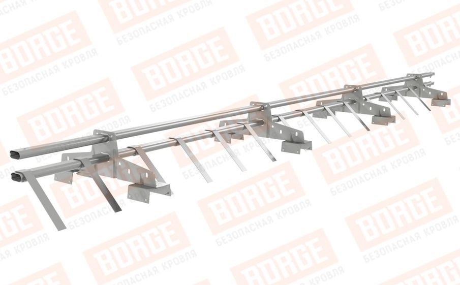 Снегозадержатель трубчатый Borge для профнастила H-114 оцинкованный RAL 9006, 3 м