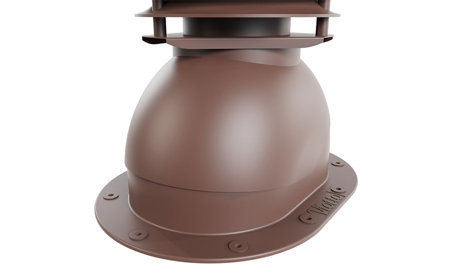 Выход вентиляции канализации Viotto для готовой мягкой и фальцевой кровли d=110 мм утепленный, RAL 8017 коричневый
