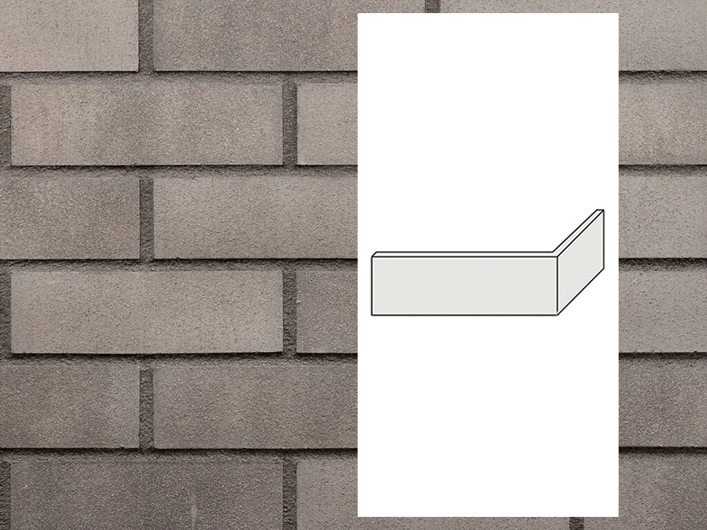 Клинкерная плитка угловая King Klinker Old Castle Silver fox HF72, 240*71*115*14 мм
