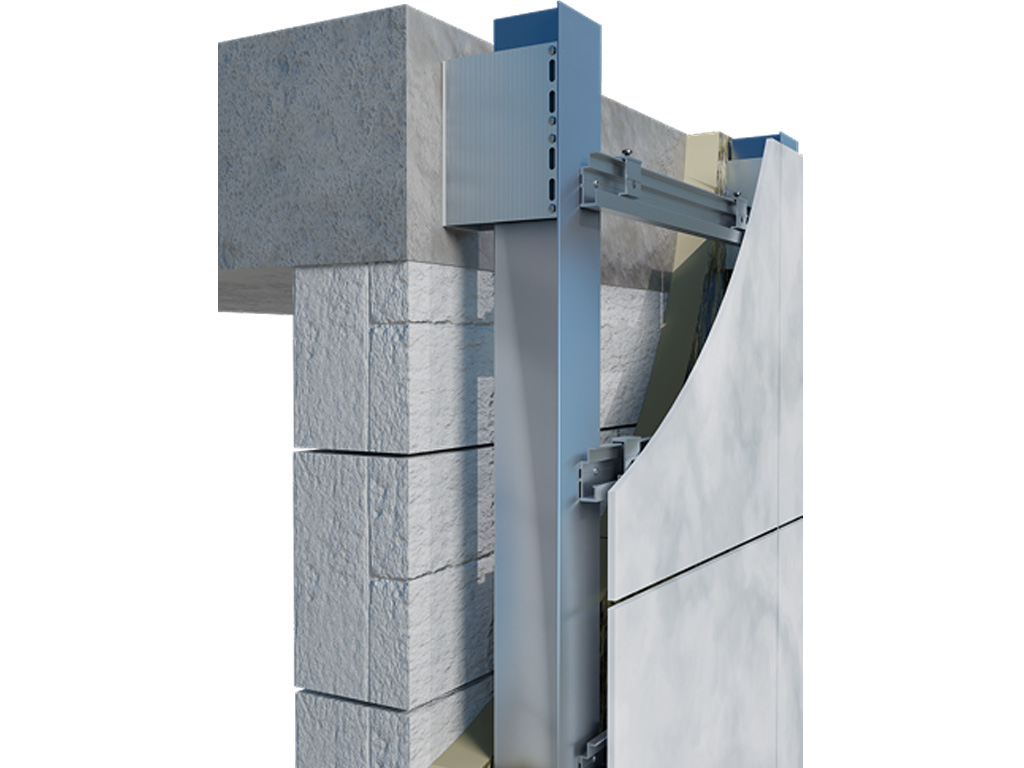 Подсистема НФС KAFT для керамогранита, крепление скрытым способом на аграфах