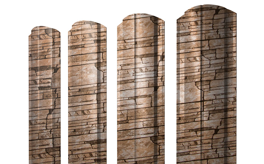 Штакетник Полукруглый Slim фигурный 0,45 Print Elite Sand Stone TwinColor