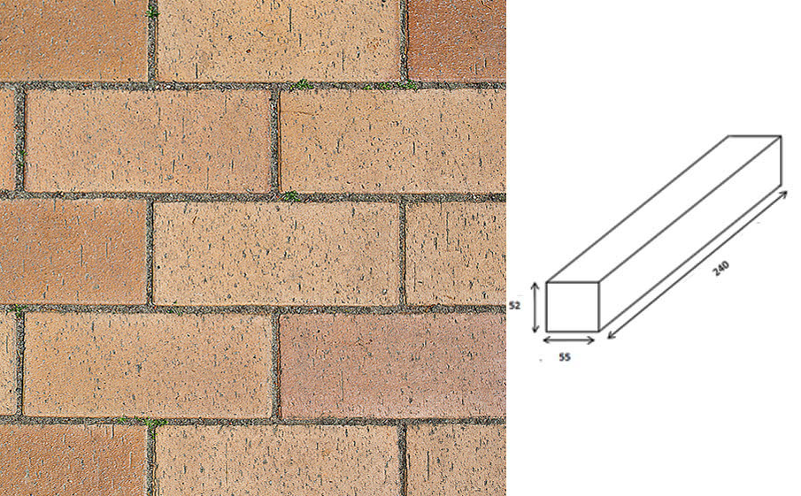 Клинкерная брусчатка Westerwaelder Klinker PK86S Hellbraun-bunt Spezial, 240*55*52 мм