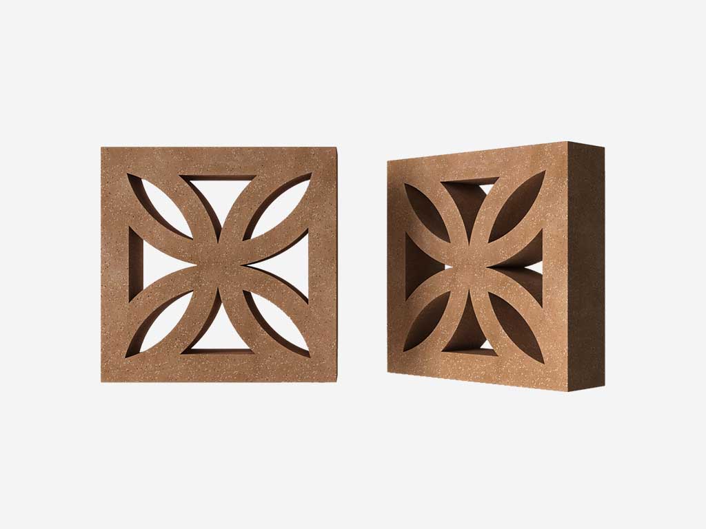 Декоративный бриз-блок Mesterra Кобого / Cobogo 0201, терракотовый, 250*250 мм