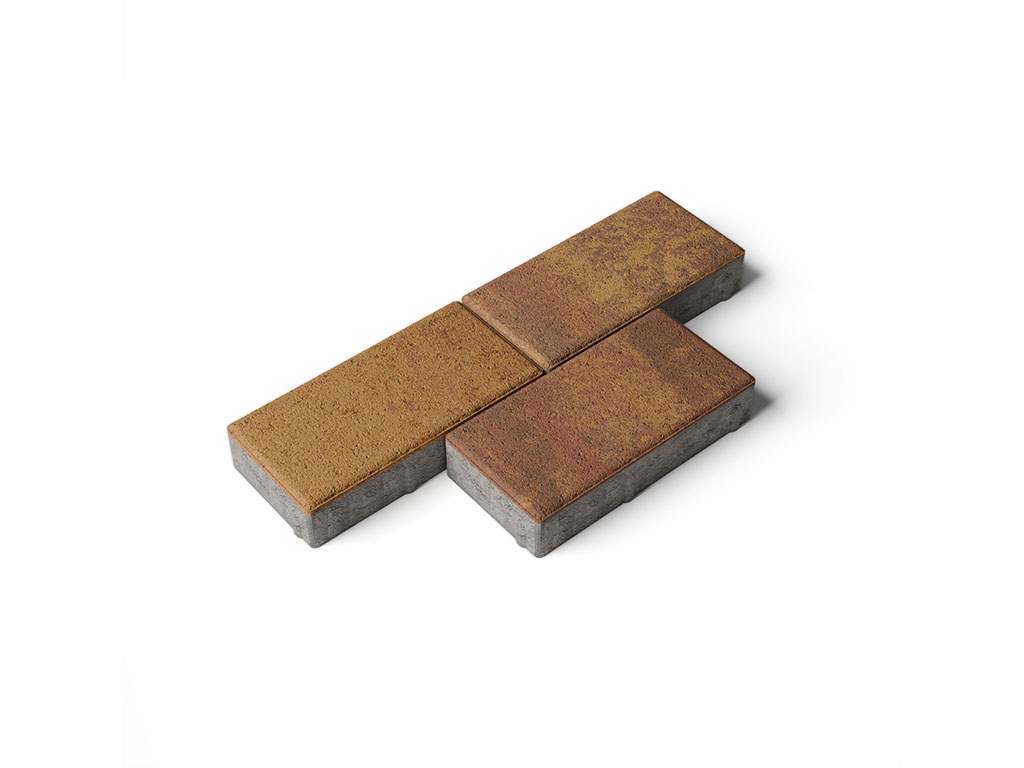 Плитка тротуарная Прямоугольник А.2.П.4 листопад гладкий осень, 200*100*40 мм