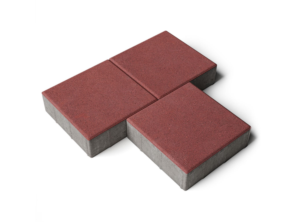 Плитка тротуарная Квадрат Б.1.К.10 стандарт гладкий красный, 300*300*100 мм 