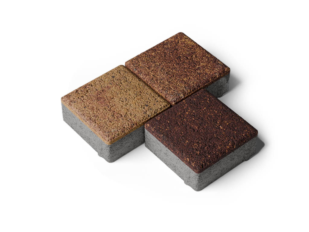 Плитка тротуарная Квадрат А.3.К.4 листопад гранит осень, 100*100*40 мм