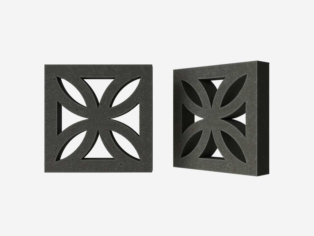 Декоративный бриз-блок Mesterra Кобого / Cobogo 0201, черный, 250*250*50 мм