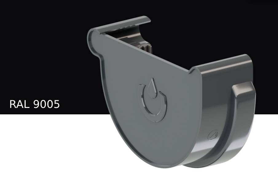 Заглушка желоба правая KROP PVC для системы D 130/90 мм, RAL 9005