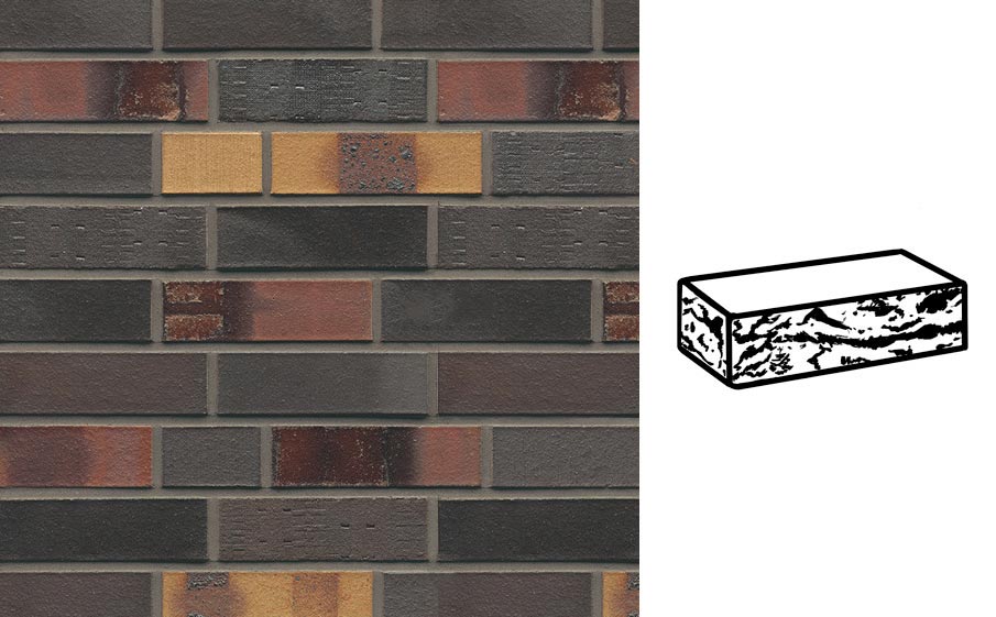 Кирпич клинкерный Muhr 40 Kobalt Spezial geflammt готик, 240*115*71 мм