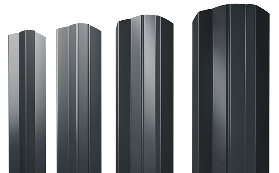 Штакетник М-образный А фигурный Drap TX RAL 7016 антрацитово-серый