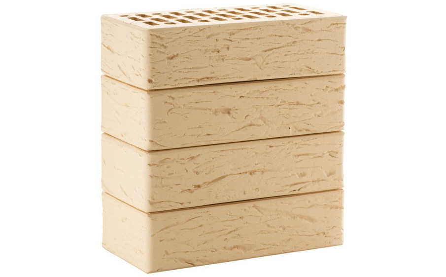 Кирпич облицовочный ЛСР бежевый рустик, утолщенные стенки, 250*120*65 мм