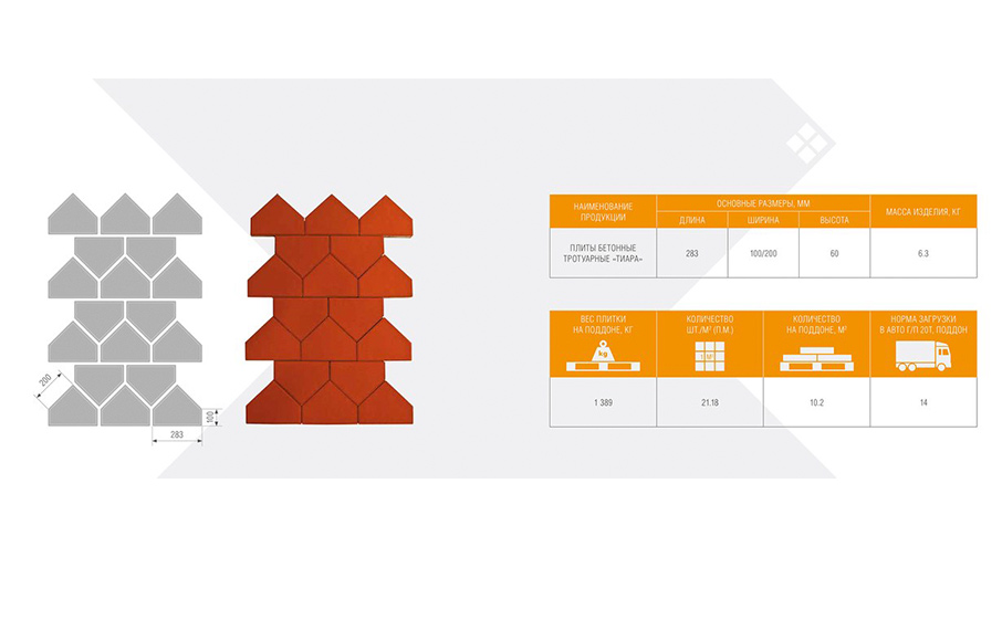 Плитка тротуарная BRAER Тиара серый, 283*200*60 мм