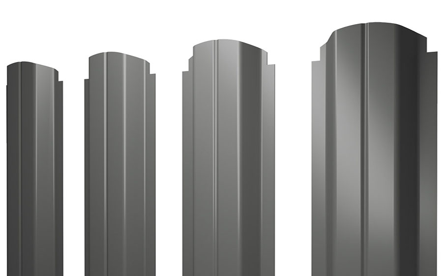 Штакетник П-образный А фигурный 0,45 PE RAL 7005 мышино-серый