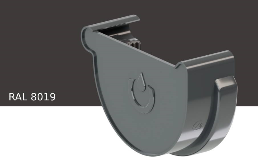 Заглушка желоба правая KROP PVC для системы D 75/63 мм, RAL 8019