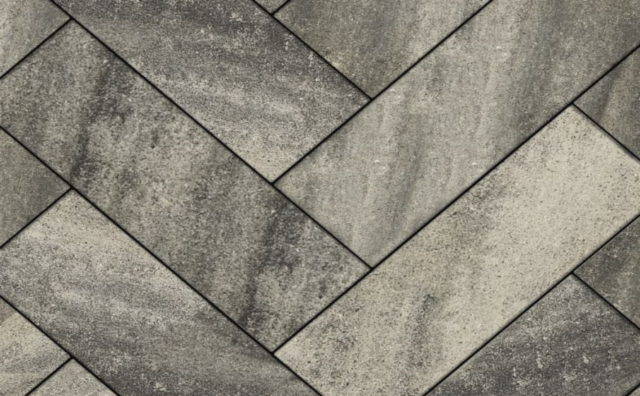 Плитка тротуарная Прямоугольник Б.6.П.8 листопад гладкий антрацит, 600*200*80 мм