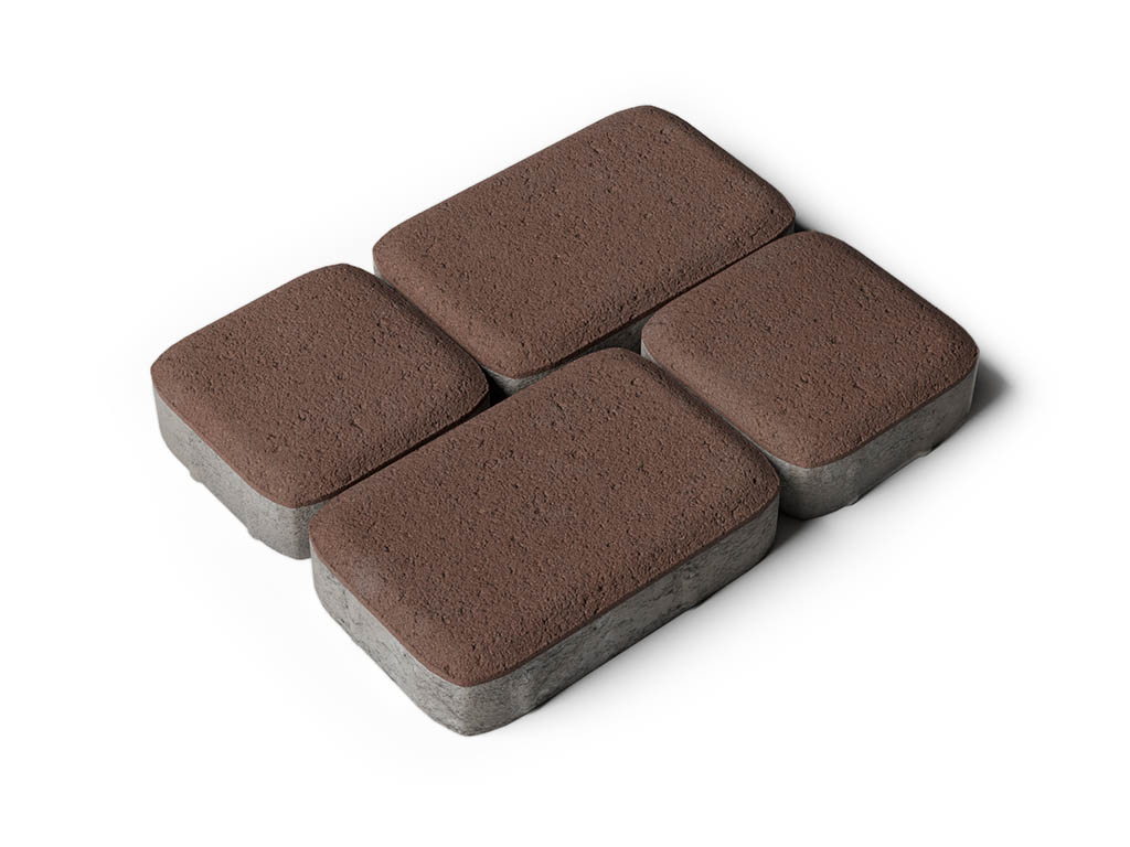 Плитка тротуарная Классико А.4.КО.4 стандарт гладкий коричневый, комплект 2 шт, толщина 40 мм