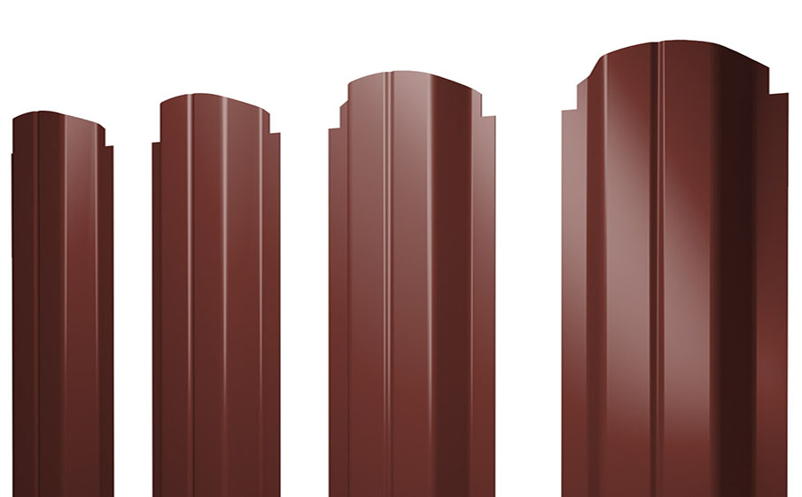 Штакетник П-образный А фигурный 0,45 PE RAL 3009 оксидно-красный